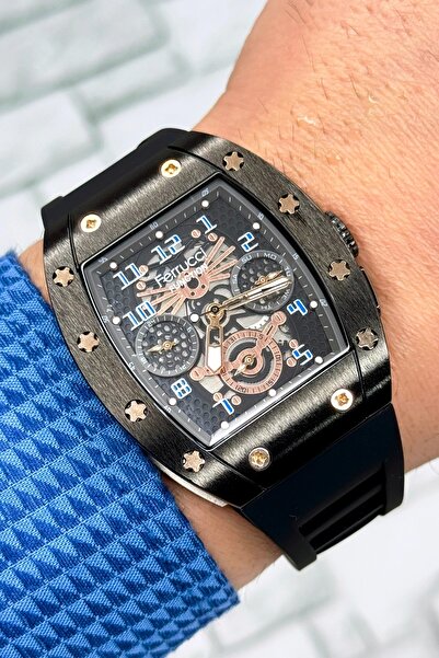 Ferrucci Function, 3atm, Siyah Renk Silikon Kordon Erkek Kol Saati, Sdfer138