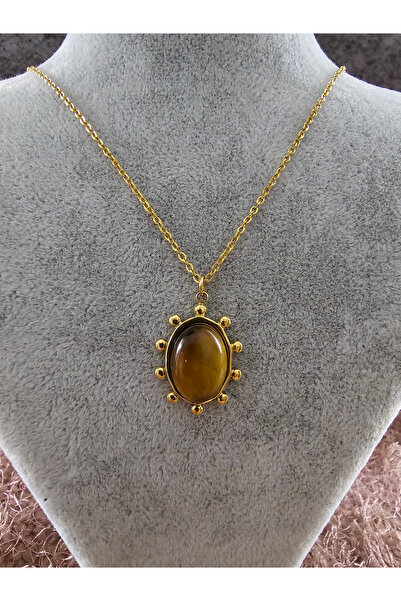 SiestaAccessories Kahverengi Taşlı Vintage Kolye