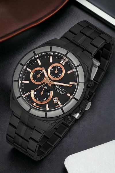 Ferrucci Men's Watch - Black-Rose, 3Atm, Fcf.13674Fm.01 Sdfer134