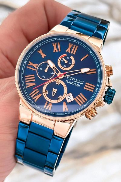 Ferrucci Men's Blue Wrist Watch - Steel Band, 3Atm Water Resistant, Sdfer089