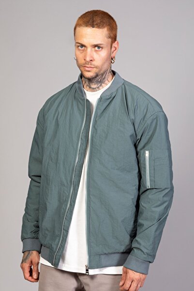 LTC Jeans Ανδρικό μπουφάν Pilot με καπιτονέ εσωτερικά, υδάτινο πράσινο χρώμα, κανονική εφαρμογή / ύφασμα με ζαρώματα (Άνοιξη-Φθινόπωρο-Χειμώνας)