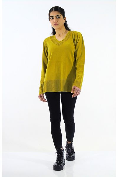Tuğra Knitwear Sweater with Collar and Back Detail