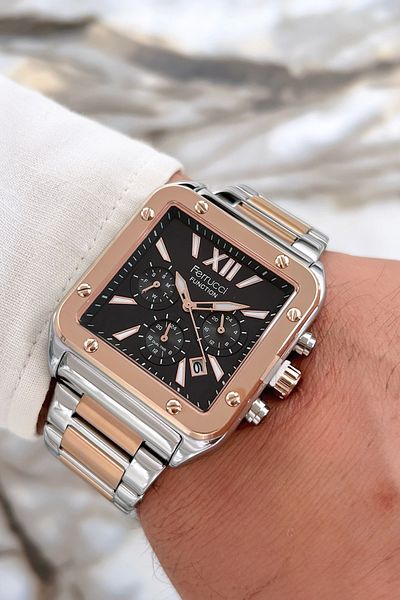 Ferrucci Function New Season Men's Wristwatch Steel Cord Silver-rose Sdfer068