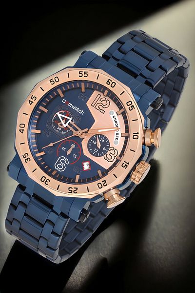 Comwatch Navy Blue Full Function Steel Band Steel Case Men's Wrist Watch Crono Sdcmw021