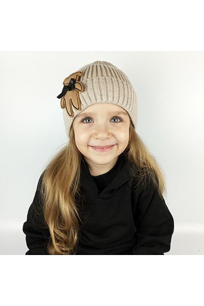 woodycord Ribbed Knitwear Kids-Youth Mink Beret -Brown Teddy Bear