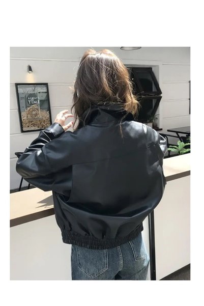BASEL.CO Women's Premium Oversize Bomber Leather Jacket