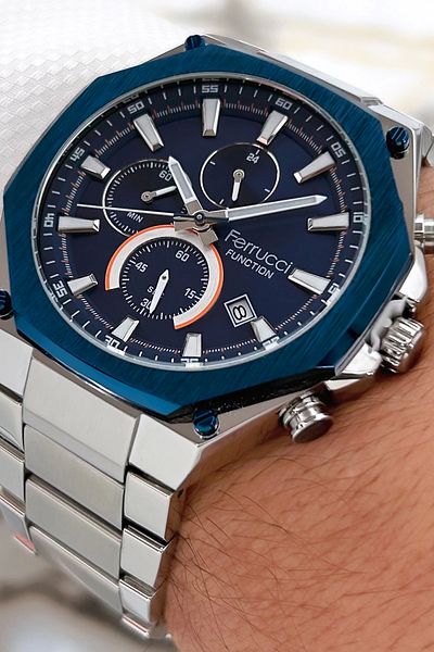 Ferrucci Steel Cord Function Silver-blue New Season Men's Wristwatch Sdfer075