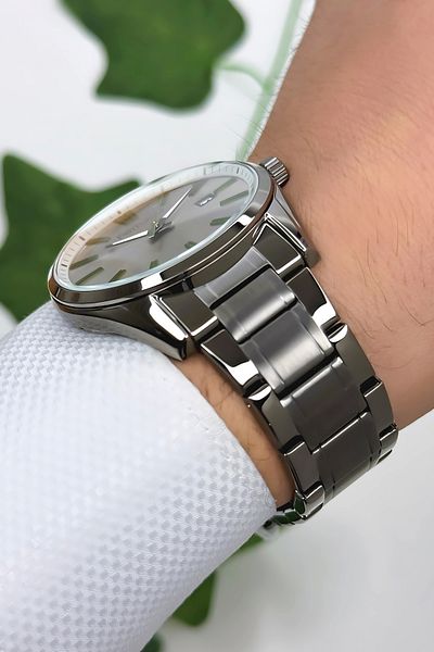 Ferrucci Men's Watch with Calendar Smoked Color Steel Band and Case Green Dial Detail Sdfer002