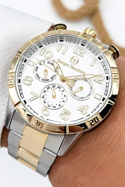 Sergio Tacchini Premium Lüx Çelik Kordon Erkek Kol Saati Gümüş-gold Stsd009