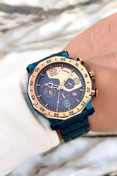 Comwatch Steel Cord Men's Watch Crono Full Function Navy Blue Sdcmw018