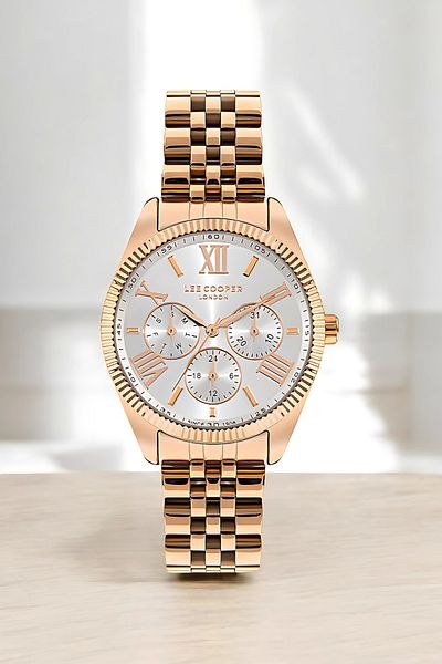 Lee Cooper Rose Gold Women's Wristwatch - Steel Cord and Bracelet Gift Sdlc008