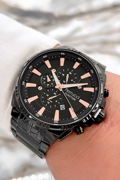 Ferrucci Black New Season Steel Cord Function Men's Wristwatch Sdfer072