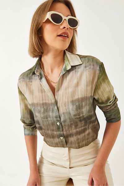 Bianco Lucci Women Color Transition Chiffon Fabric Regular Regular Fit Woven Shirt 60394 60271046