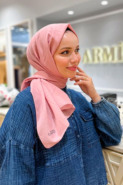 Armine Candy Pink Cotton Seher Shawl - Solid Color - 24057