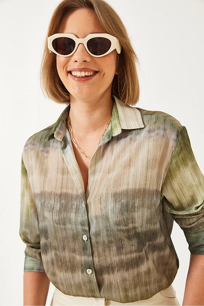 Bianco Lucci Women Color Transition Chiffon Fabric Regular Regular Fit Woven Shirt 60394 60271046