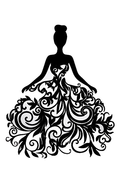 Generic Brand Wedding Dress Design Wall Decor Quality Quality Sticker 30 X 50 cm