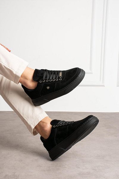L.A Polo Suede Thick Sole Comfortable Black Men's Sneaker 063