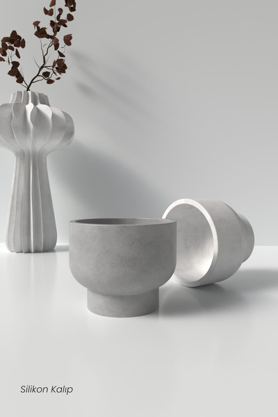 Cageartstudio Beton Saksı ve Mumluk Silikon Kalıp -Bowl M2 Mumluk Silikon Kal...