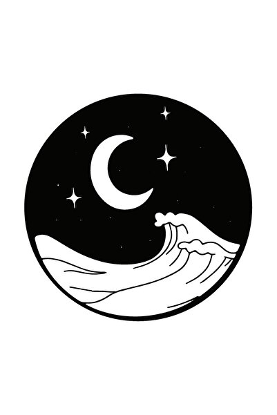 FARKSHP Moonlight Moon and Star Themed Wall Decor Sticker 40 X 40 cm