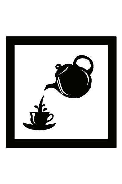 polatline ملصق عالي الجودة ذو طابع إبريق الشاي والكوب مقاس 10 × 10 سم