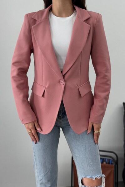 msm fashion Kadın Blazer Ceket Kısa Düğmeli Astarlı Vatkalı Ceket