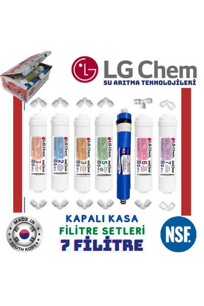 LG Chem KAPALI KASA 7 li FİLİTRE SETİ.GÜMÜŞ İYON TATLANDIRICI 7 MİNERAL ÇİFT ...