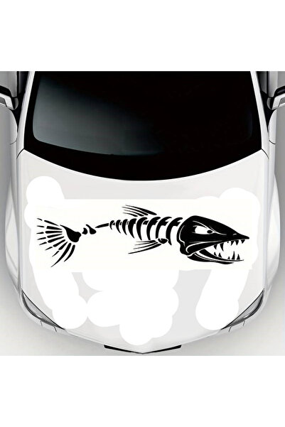 kitchengenie ملصق عالي الجودة على شكل عظمة سمكة بيرانا على شكل غطاء محرك السيارة مقاس 71 × 21 سم