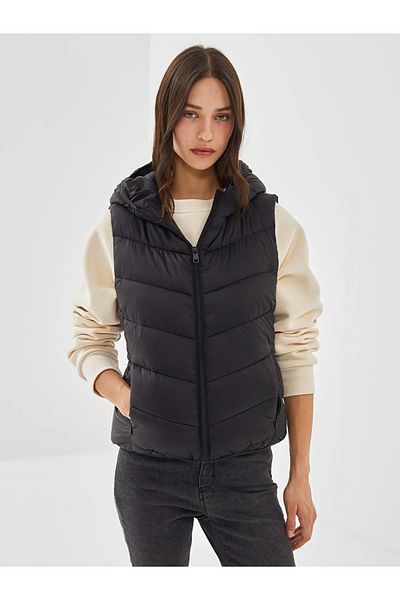 LC Waikiki Lcw Vision Beige Hooded Women's Puffer Vest
