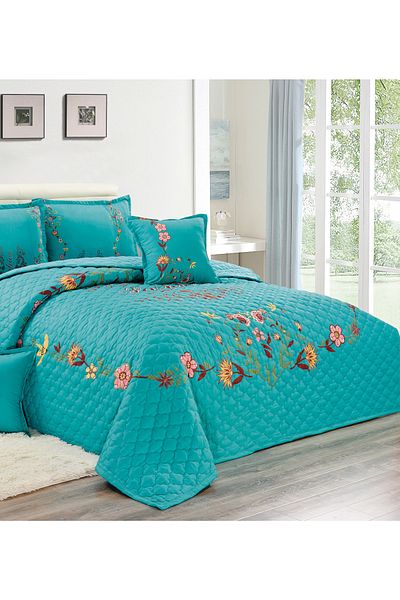 Generic Floral Compressed Comforter Set, 220 x 240 cm King Size Reversible 6 pcs Bedding Set, Multicolor