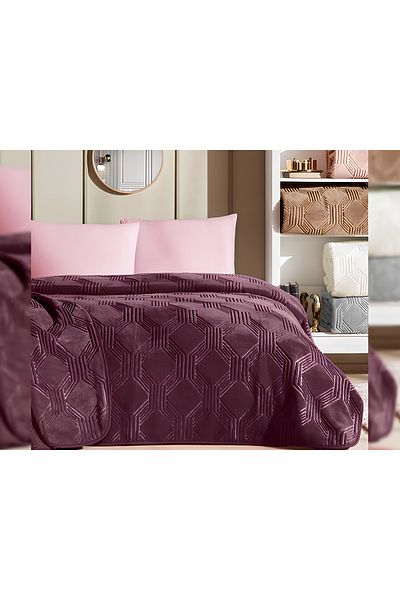 Özdilek Trendy Art Deco Plum Double Blanket