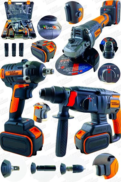 Lieber German Kömürsüz Mega 3 Lü Set 21 Volt 3 Ah Darbeli Bijon Somun Sıkma Ş...