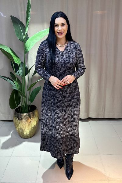 GÖKSEL Special Design Plus Size Dress - Black