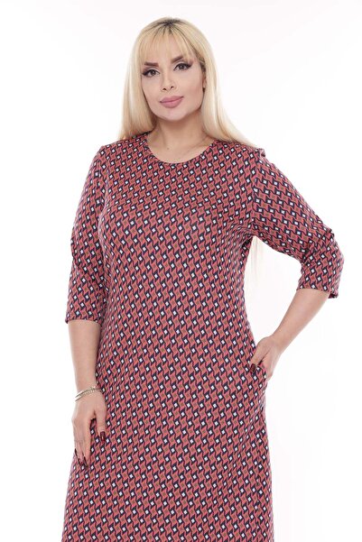 modayız Χειμερινό φόρεμα μεγάλου μεγέθους με τσέπες Jacquard 30A-2268