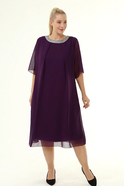 modayız Plus Size Chiffon Dress 19d-1865
