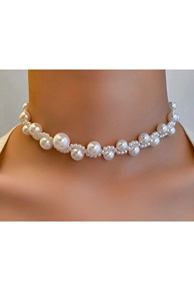 Shiklik MODA قلادة من اللؤلؤ الأبيض لتعزيز أناقتك