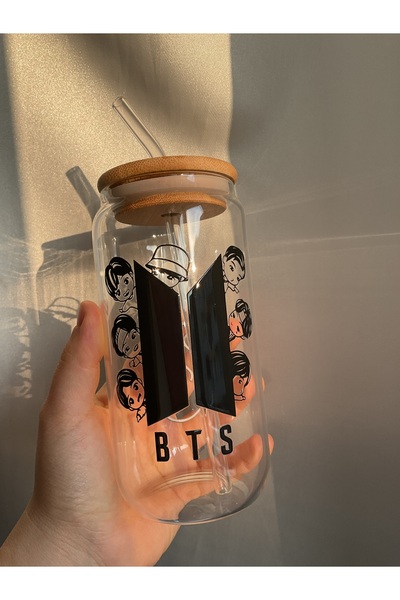 Minnaco أكواب قش مقاوم للماء مطبوع عليها جيش BTS كوب قهوة مطبوع عليها كوب كولا كوب ماء