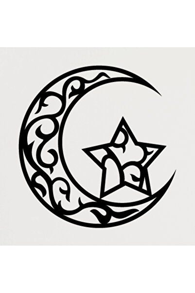 TeOraStore ملصق ديكور حائط على شكل هلال ونجمة مقاس 60 × 60 سم