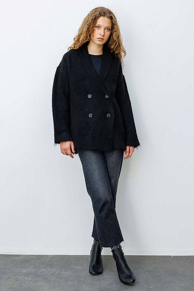 Hooopstore Μαύρη ζακέτα με λεπτομέρεια με κουμπί