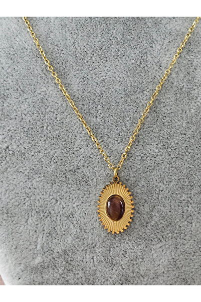 SiestaAccessories Kahverengi Taşlı Vintage Kolye