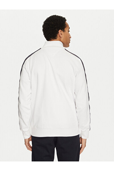 Tommy Hilfiger Erkek Regular Fit Pamuklu Dik Yaka Fermuar Kapamalı Beyaz Sweatshirt MW0MW37468-YAF
