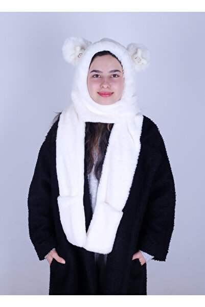 Knock Knock Knockknock Hooded Welsoft Plush Beanie - Scarf - Fleece Neck Collar Shawl - Eared Hat