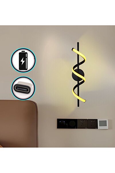 Genel Markalar BURGU ŞARJLI DUVAR APLİK SİYAH KASA GÜNIŞIĞI 3000K