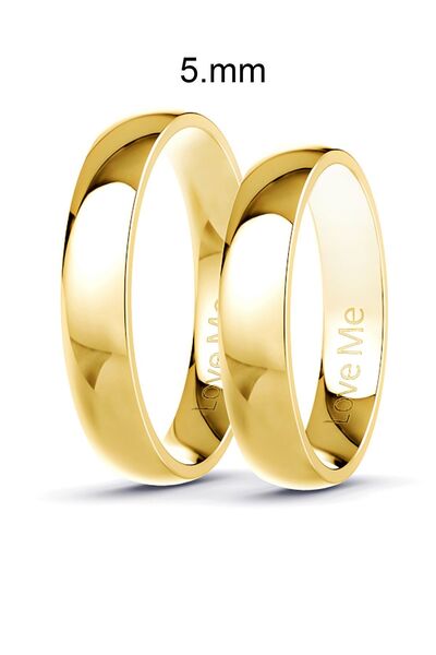 Love Me 5mm 1 Adet Yeni Üretim Parlak Altın Renk Kararmaz Unisex Çelik Alyans...