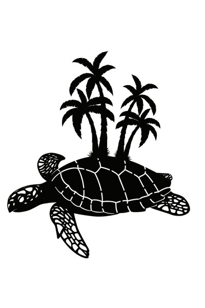 Generic Brand Turtle and Palm Trees Wall Decor Quality Quality Sticker 40 X 4...