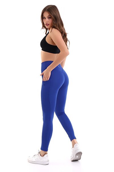 EMFURE Saks Kadın Spor Tayt Çift Cepli Sıkılaştırıcı Toparlayıcı Yüksek Bel Sporcu Taytı Leggings Fitness
