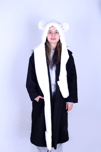 Knock Knock Knockknock Hooded Welsoft Plush Beanie - Scarf - Fleece Neck Collar Shawl - Eared Hat