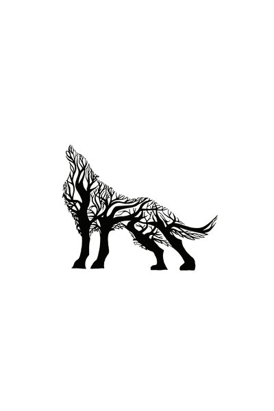 Generic Brand Wolf Tree Wall Decor Sticker 40 X 32 cm