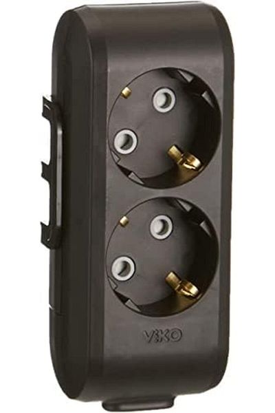 STOREMAX Svticaret Multi-Let Black Double Socket Grounded Child Proofed Terminal Block Mhm 1053513
