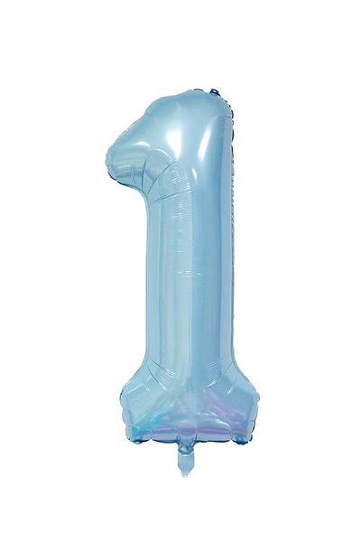Patladı Gitti 1 Number Baby Blue Foil Balloon 32 Inches 76-82 cm