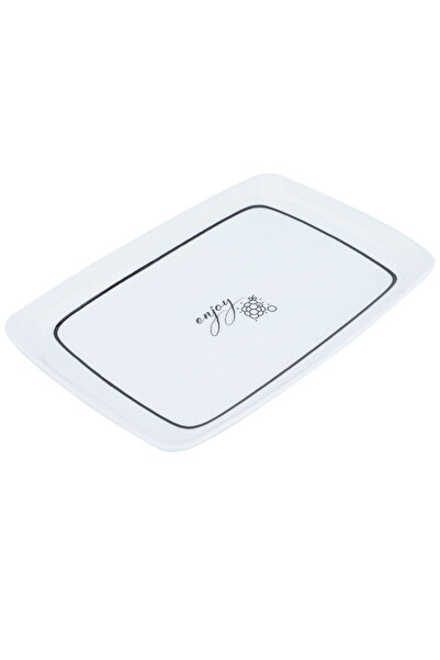 Alsaif Gallery Al Saif Gallery plastic serving plate, 25 x 34 cm, black-white...